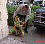 Tio Pedro gives Miranda riding lessons