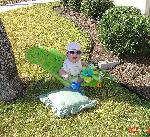 Helping dad in the yard