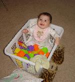 Helping with the laundry